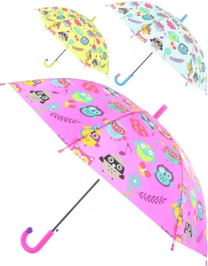 Kinderparaplu met automatische opening met uiltjes 83 × 66 cm - 1 stuk