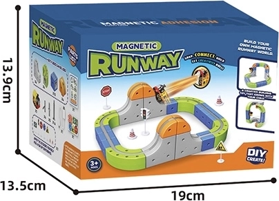 Magnetische kleurrijke racebaan met treintje, 55 onderdelen