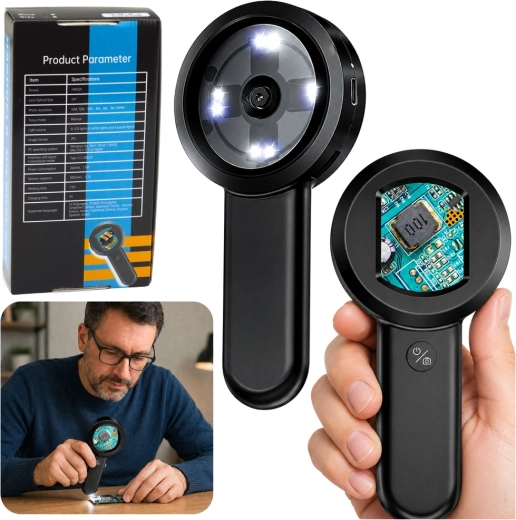Draagbare digitale handmicroscoop met IPS-display en 8× LED (100×)