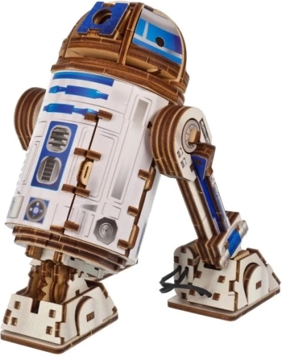 Ugears houten mechanische puzzel STAR WARS R2‑D2 met LED‑projector