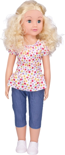 Wandelende pop in bloemenjurk 70 cm