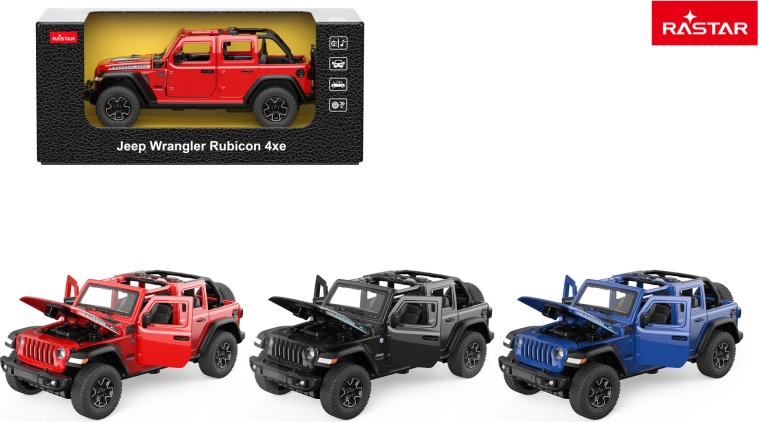 Metalen autootje Jeep Wrangler Rubicon Rastar 1:32 blauw