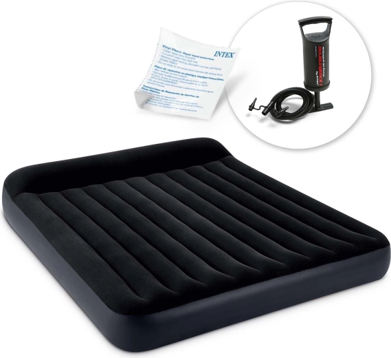 Opblaasbaar tweepersoons luchtbed met handpomp 203 × 183 × 25 cm INTEX