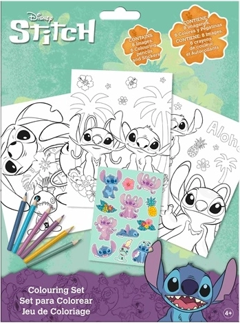 Disney Stitch kleurset met kleurpotloden en stickers