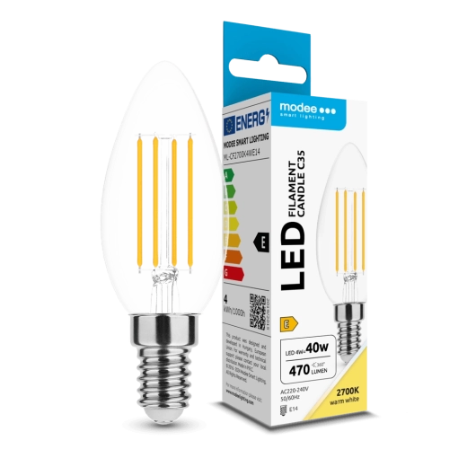 Modee LED gloeilamp Filament C35 4 W E14, 470 lm, warm wit