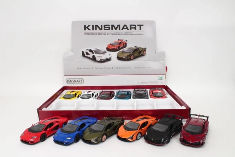 Metalen Lamborghini autootje 13 cm met pull-back aandrijving