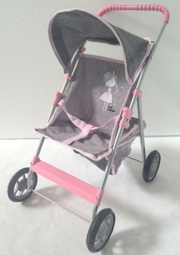 Poppenwagen Little Princess Grijs