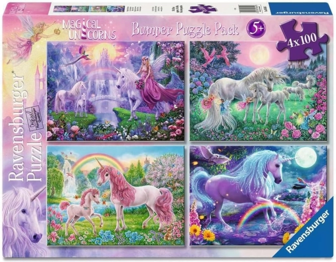 Ravensburger puzzel Magische eenhoorns 4x100 stukjes