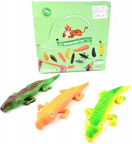 Squishy krokodil – knijpbare antistresspeelgoed (12 st. in display)