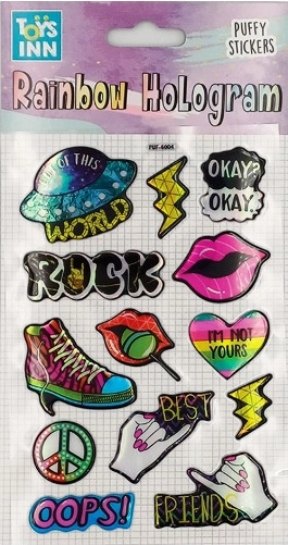 Holografische stickers Rainbow ROCK – kleurrijke regenboogset