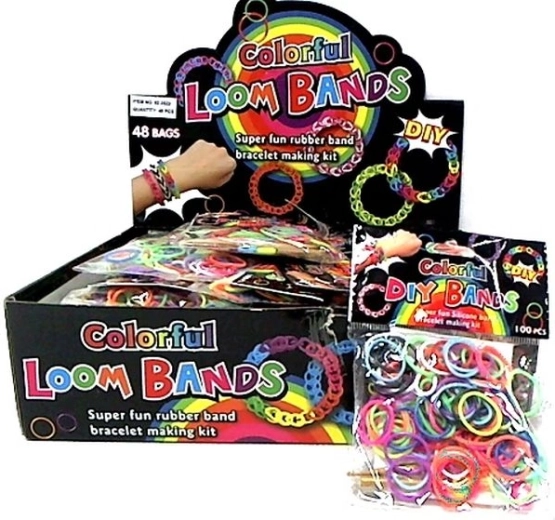 Set kleurrijke siliconen elastiekjes voor het maken van armbandjes (100 stuks) met haaknaald en sluitingen