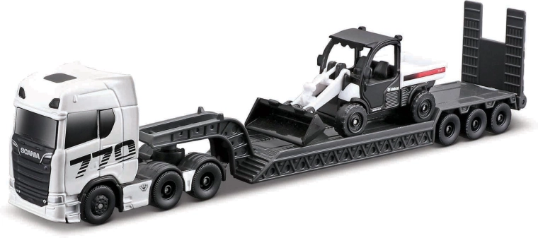 Maisto mini werkmachines set met grote Scania 770S trekker met Toolcat 5600 en bak