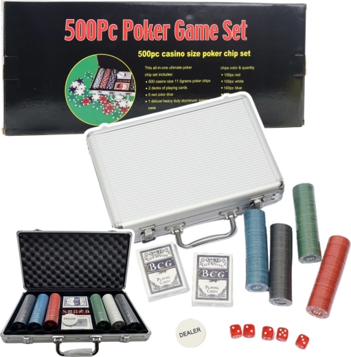Professionele pokerset 500-delig in aluminium koffer