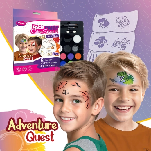 TyToo Adventure Quest schminkset met 6 Mosaic-sjablonen