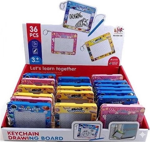 Mini-magnetisch tekenbordje aan sleutelhanger 7,5 × 8,5 cm – 1 stuk