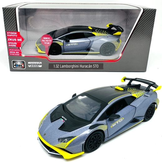 Metalen model Lamborghini Huracán STO met licht en geluid op schaal 1:32