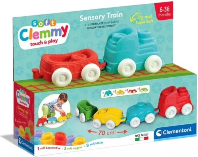 Sensorische zachte trein met blokken CLEMENTONI Soft Clemmy
