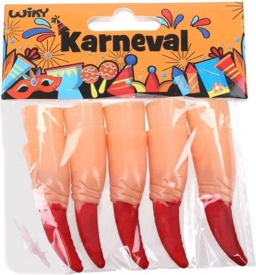 Plastic vingers met rode klauwen voor carnaval - 10 stuks