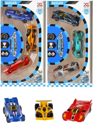 Metalen raceautootjes – set van 3 stuks