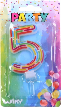 Feestkaars cijfer 5 – streepjes