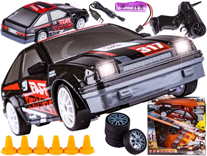 RC drift auto 1:24 4WD 2,4 GHz zwart - 1 stuk