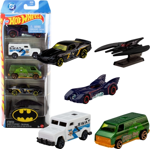 Hot Wheels DC Batman – set van 5 metalen autootjes 1:64 (ca. 7 cm)