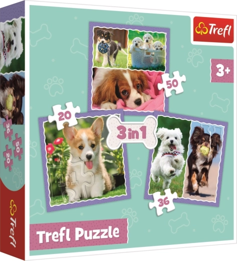 Puzzel 3-in-1 schattige puppy’s Trefl