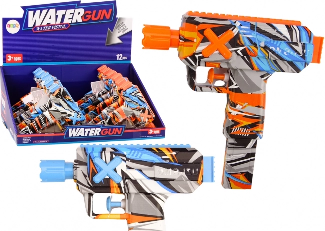 Klein waterpistool graffiti – blauw of oranje