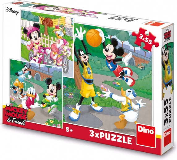 Puzzel MICKEY EN MINNIE sporten 3×55 stukjes