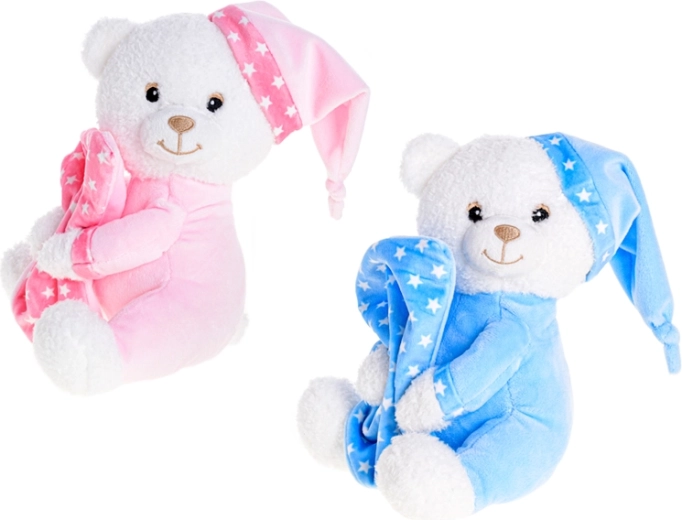 Pluchen teddybeer met rammelaar 20 cm