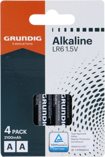 Alkaline batterijen AA GRUNDIG 2100 mAh, 4 stuks