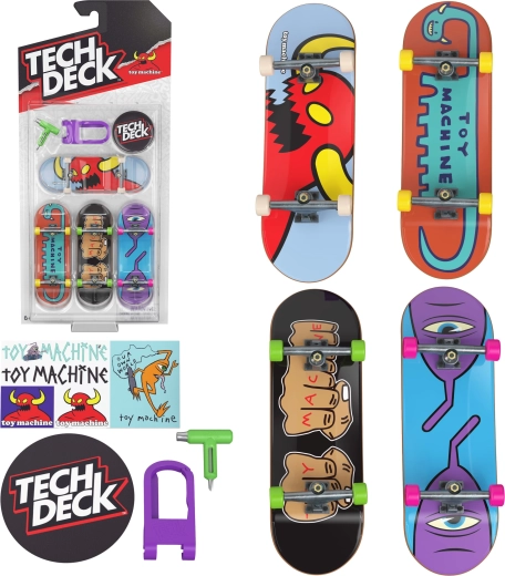 Tech Deck set van 4 mini-fingerboards Toy Machine - 4 stuks