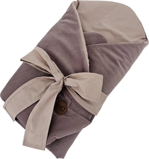 EKO katoenen wikkeldeken Velvet met uitneembare kokos-inleg en strik dark pink 75 × 75 cm