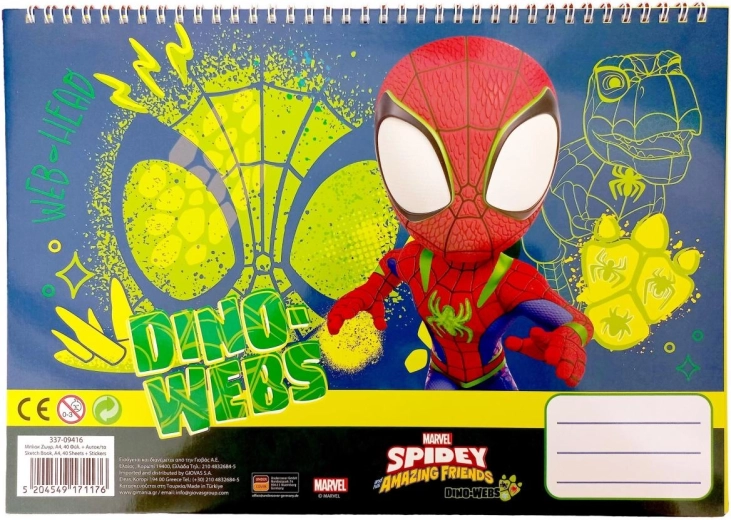 Spiraalblok met stickers Spidey A4 - 1 stuk