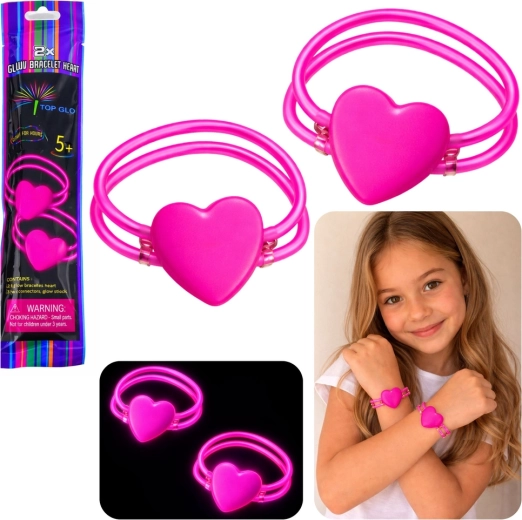 Dubbele lichtgevende armbanden hart neon glow stick – set