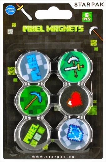 Minecraft pixelmagneten, set van 6 stuks