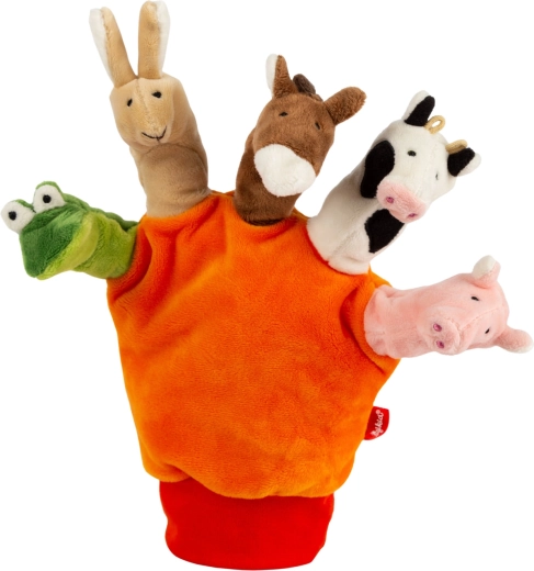 Sigikid pluche handpop-handschoen met boerderijdieren