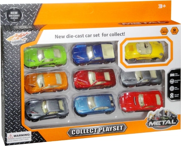 Set van 9 sportautootjes 1:64