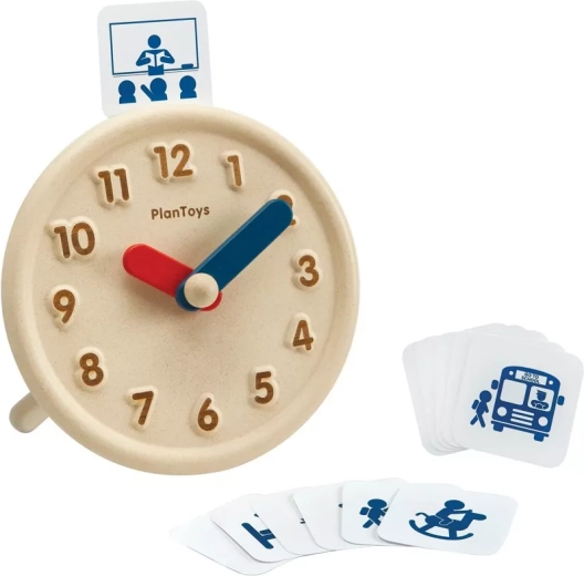 PlanToys houten educatieve klok met activiteitenkaarten