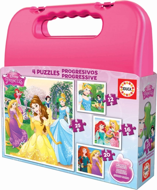 Puzzel in koffertje Disney prinsessen 4-in-1