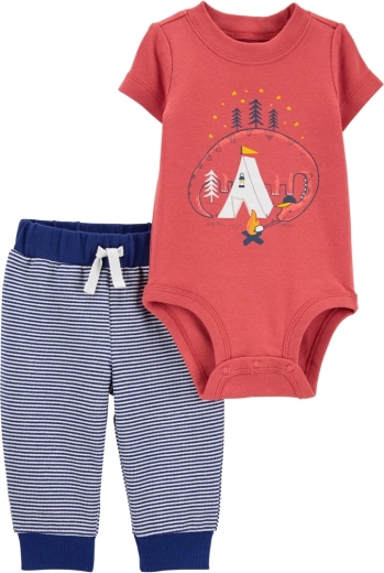 Carter's tweedelige set voor jongens Dino Stripes – romper met korte mouwen en joggingbroek (6 m)