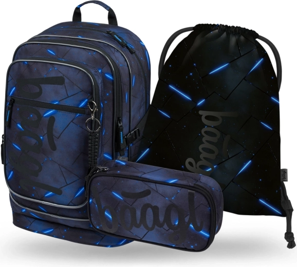 Baagl schoolset 3-delig Cubic Flash – rugzak, etui en gymsack GRS