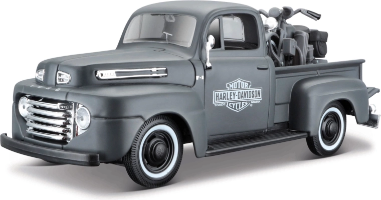 Maisto Harley-Davidson custom 1948 Ford F-1 pick-up met WLA Flathead-motorfiets 1:24