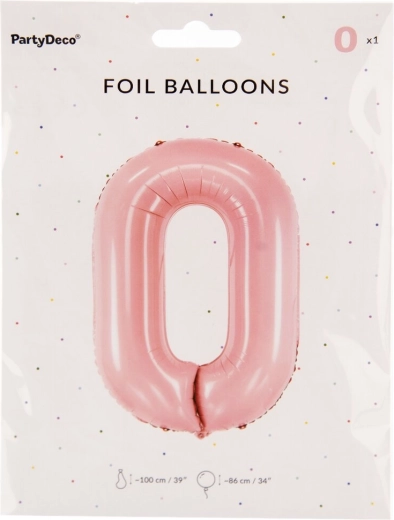 Folieballon cijfer 0 roze 86 cm