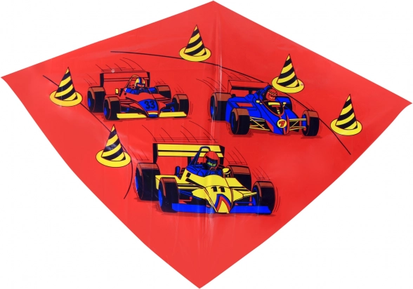 Kleurrijke vlieger met raceauto-motief