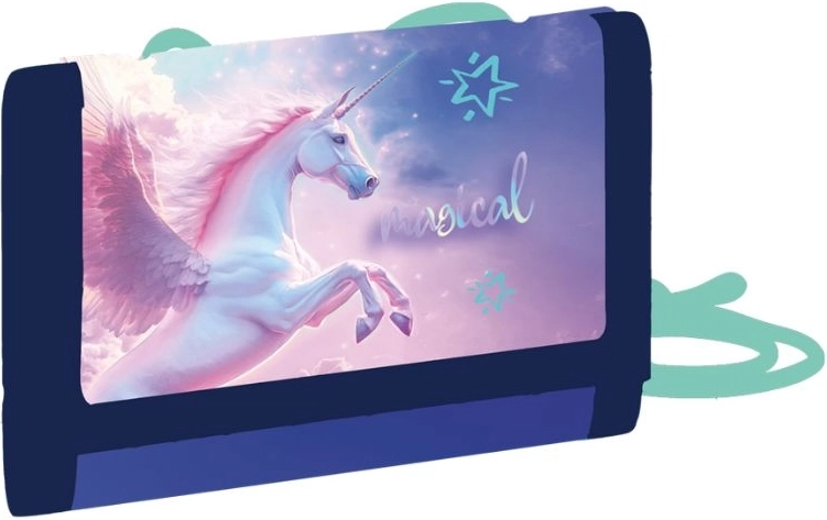 Kindertextielen portemonnee Pegasos voor om de nek met klittenbandsluiting