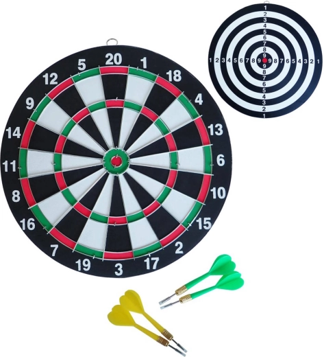 ACRA papieren hangend dartbord 28,5 cm met metalen frame + 4 darts
