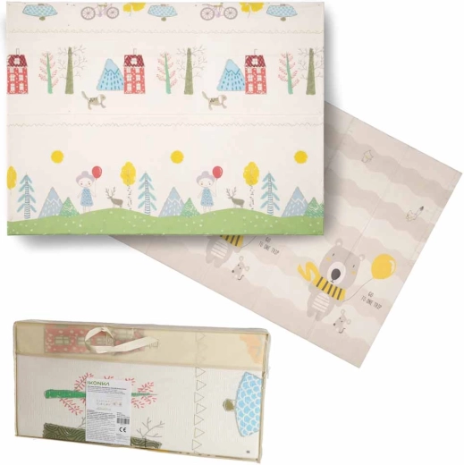 Opvouwbare tweezijdige foam kindermat 150 × 200 cm – bomen en beren