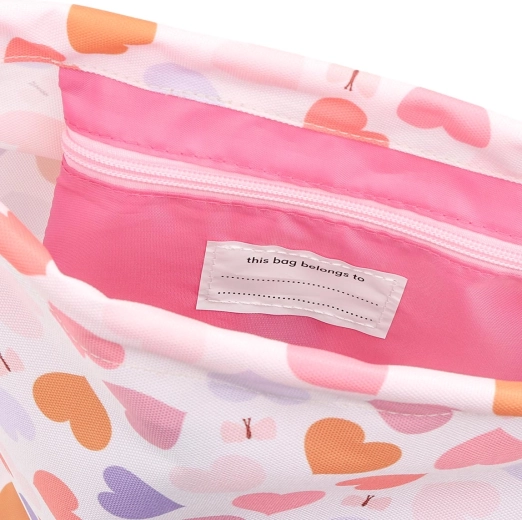A Little Lovely Company kinder sporttas met trekkoord – hartjes
