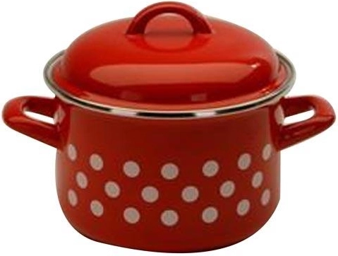 Geëmailleerde pan met deksel Puntík, 20 cm, 4 l, rood
